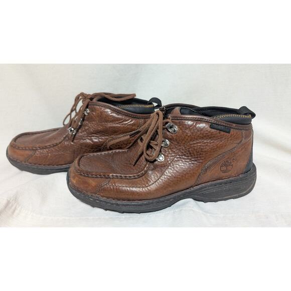 Timberland Mens Genuine Leather Moc Toe Work Boot Shoes Sz 9.5 Brown 79501 retro - Picture 1 of 7